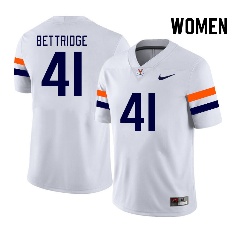 Women #41 Will Bettridge Virginia Cavaliers College Football Jerseys Stitched Sale-White